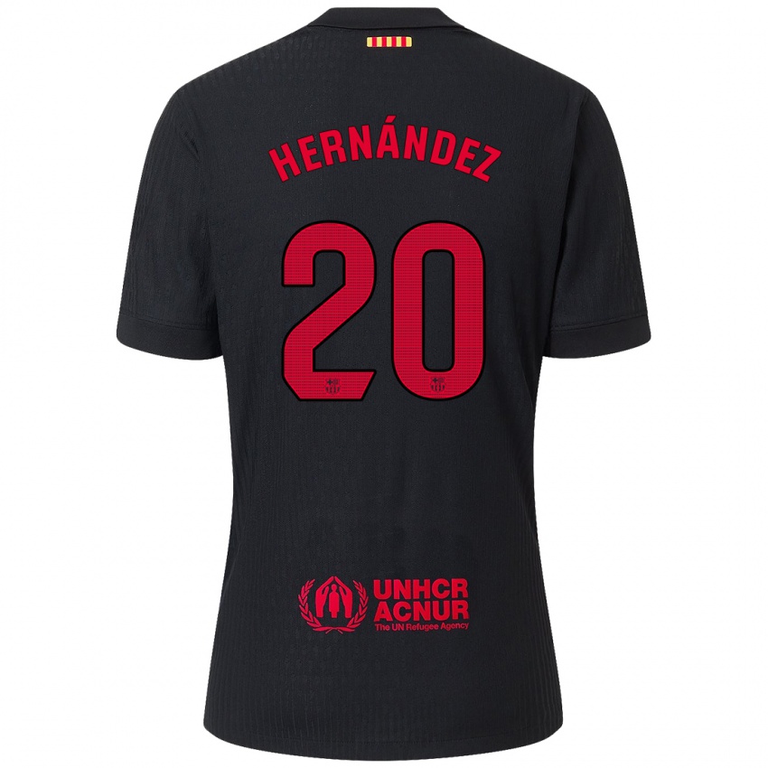 Bambino Maglia Unai Hernández #20 Nero Rosso Kit Gara Away 2024/25 Maglietta