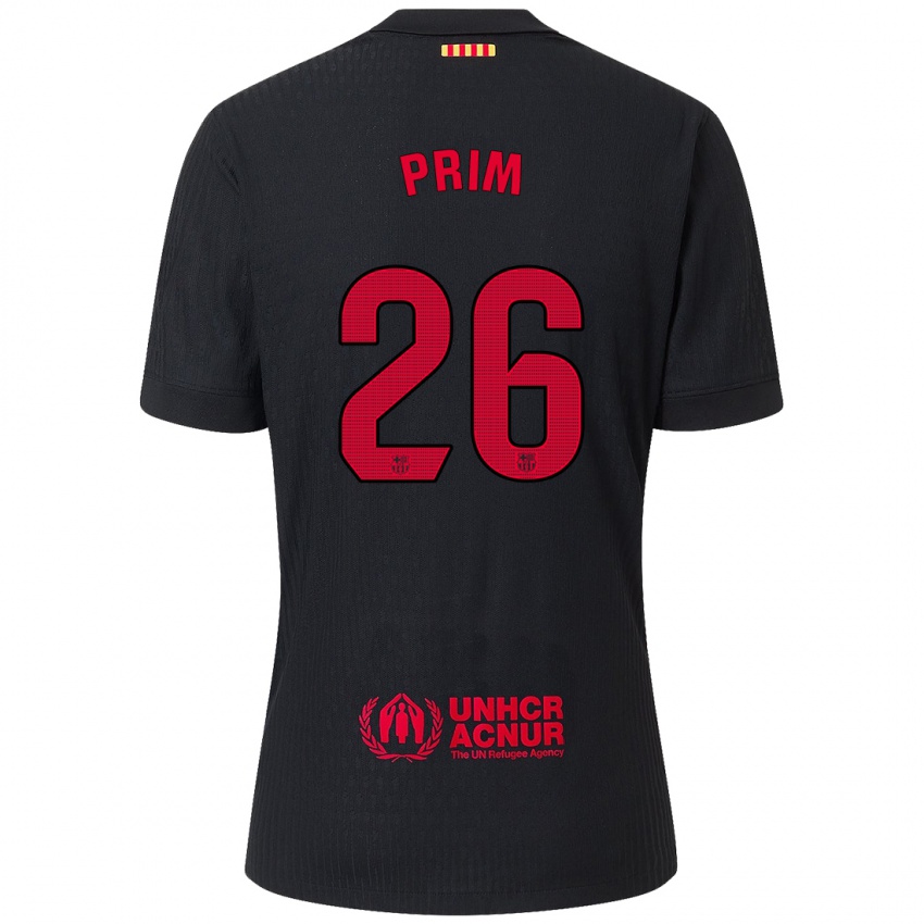 Bambino Maglia Pau Prim #26 Nero Rosso Kit Gara Away 2024/25 Maglietta