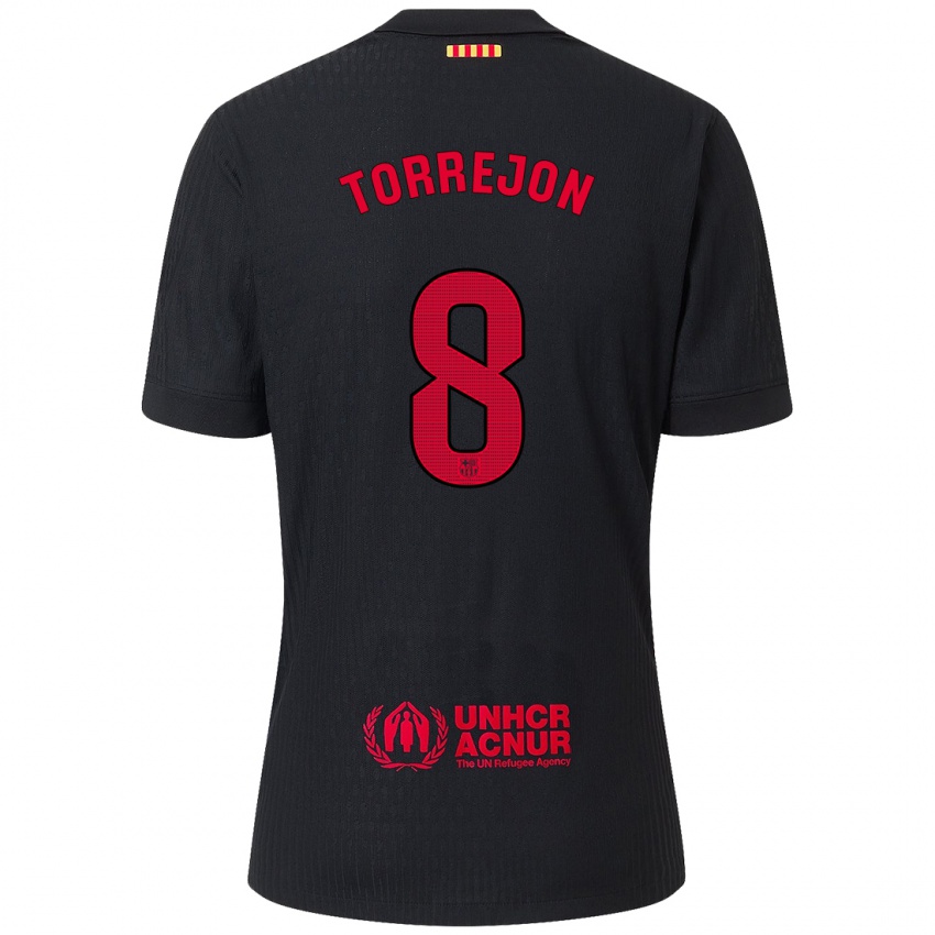 Bambino Maglia Marta Torrejón #8 Nero Rosso Kit Gara Away 2024/25 Maglietta