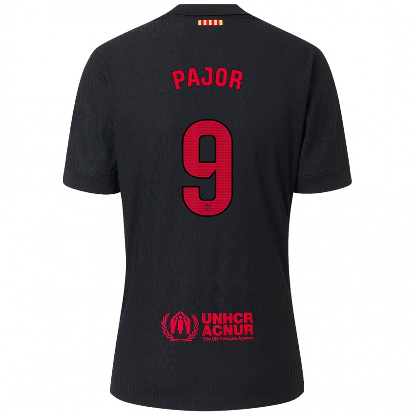 Bambino Maglia Ewa Pajor #9 Nero Rosso Kit Gara Away 2024/25 Maglietta