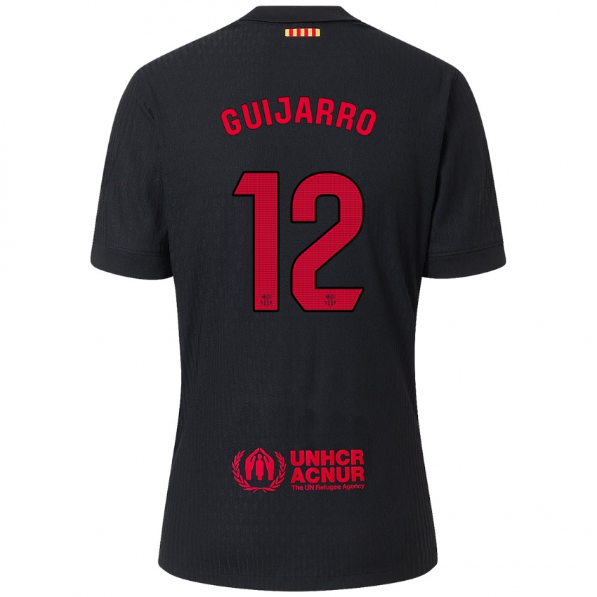 Bambino Maglia Patricia Guijarro #12 Nero Rosso Kit Gara Away 2024/25 Maglietta