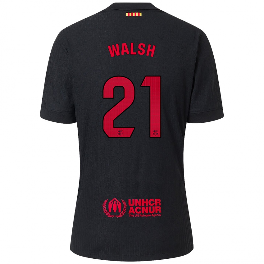 Bambino Maglia Keira Walsh #21 Nero Rosso Kit Gara Away 2024/25 Maglietta