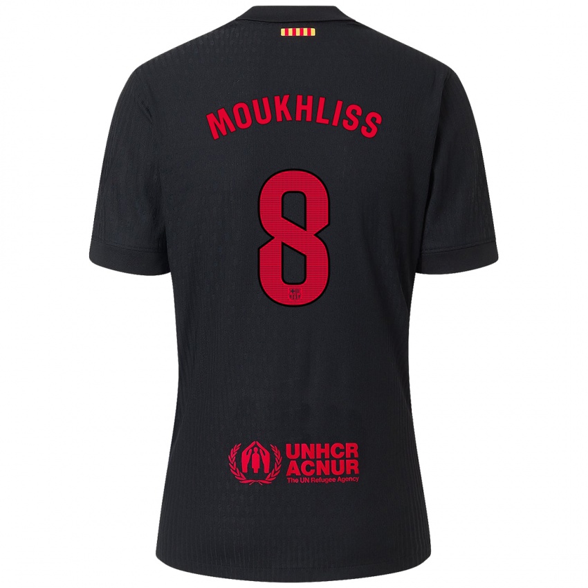 Bambino Maglia Moha Moukhliss #8 Nero Rosso Kit Gara Away 2024/25 Maglietta