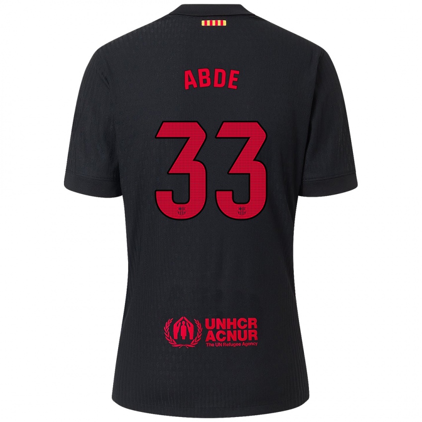 Bambino Maglia Ez Abde #33 Nero Rosso Kit Gara Away 2024/25 Maglietta