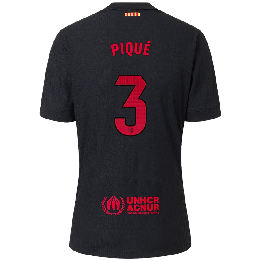 Bambino Maglia Gerard Pique #3 Nero Rosso Kit Gara Away 2024/25 Maglietta