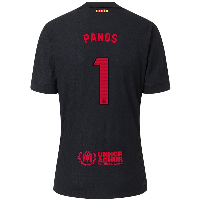 Bambino Maglia Sandra Panos #1 Nero Rosso Kit Gara Away 2024/25 Maglietta