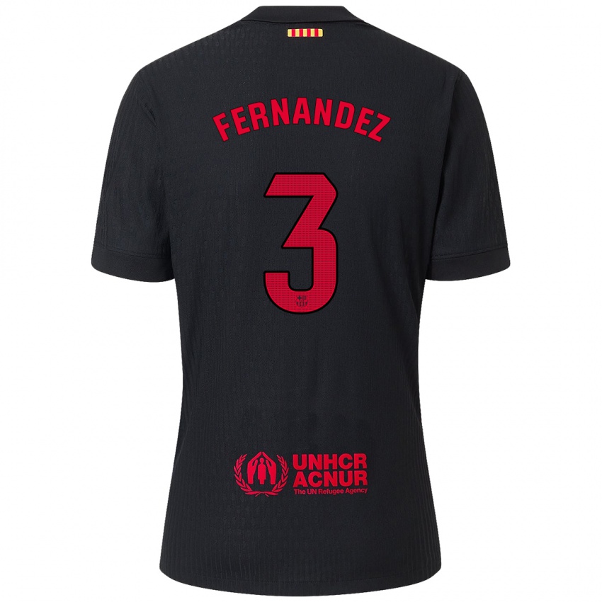 Bambino Maglia Jana Fernandez #3 Nero Rosso Kit Gara Away 2024/25 Maglietta