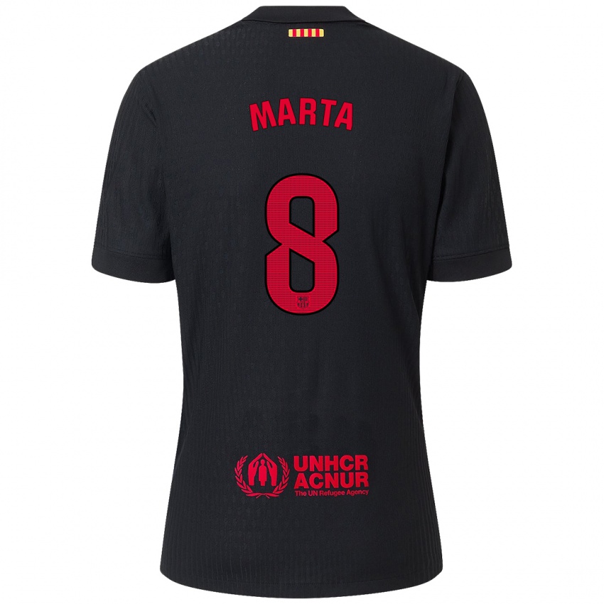 Bambino Maglia Marta Torrejon #8 Nero Rosso Kit Gara Away 2024/25 Maglietta