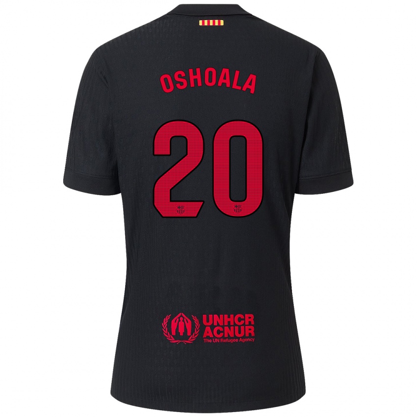 Bambino Maglia Asisat Oshoala #20 Nero Rosso Kit Gara Away 2024/25 Maglietta