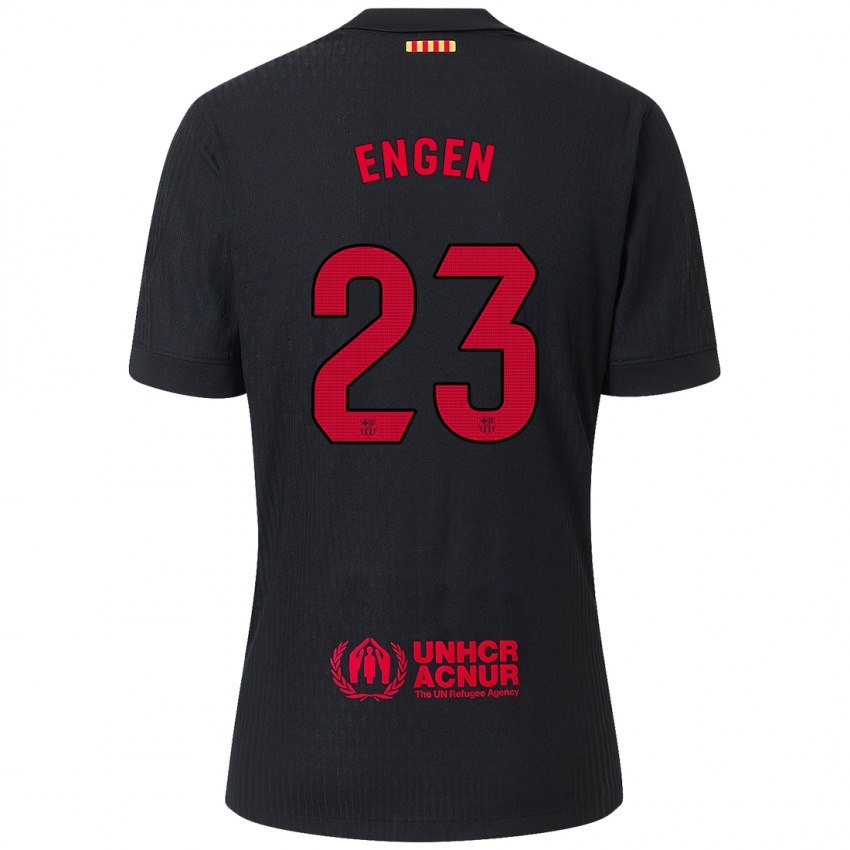 Bambino Maglia Ingrid Engen #23 Nero Rosso Kit Gara Away 2024/25 Maglietta