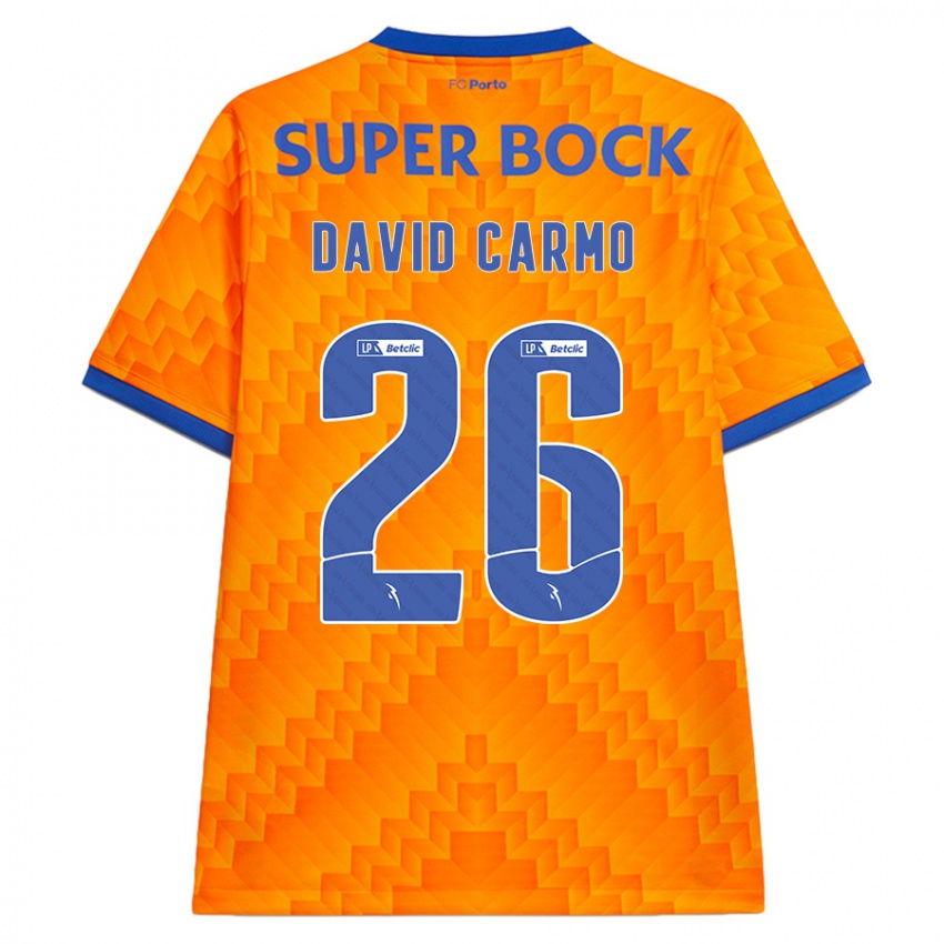 Bambino Maglia David Carmo #26 Arancione Kit Gara Away 2024/25 Maglietta