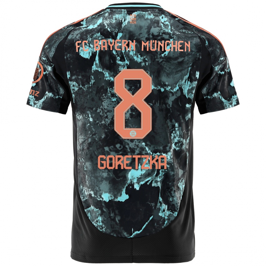 Bambino Maglia Leon Goretzka #8 Nero Kit Gara Away 2024/25 Maglietta