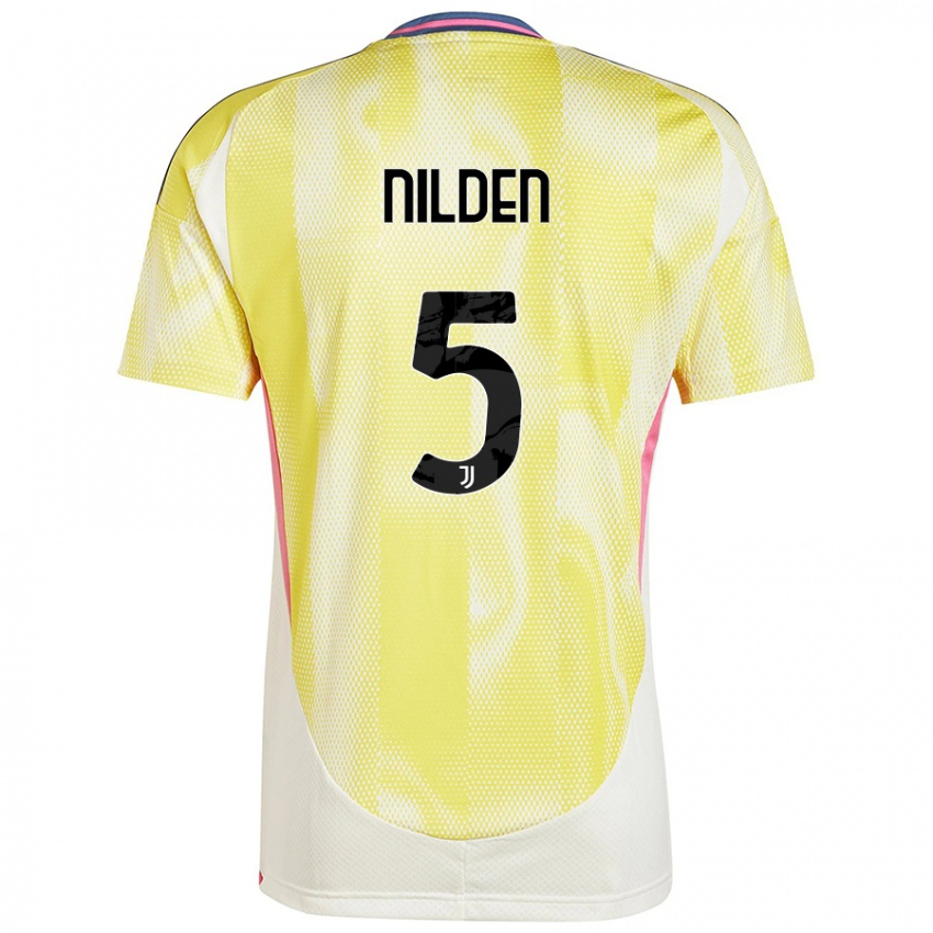 Bambino Maglia Amanda Nilden #5 Giallo Solare Kit Gara Away 2024/25 Maglietta