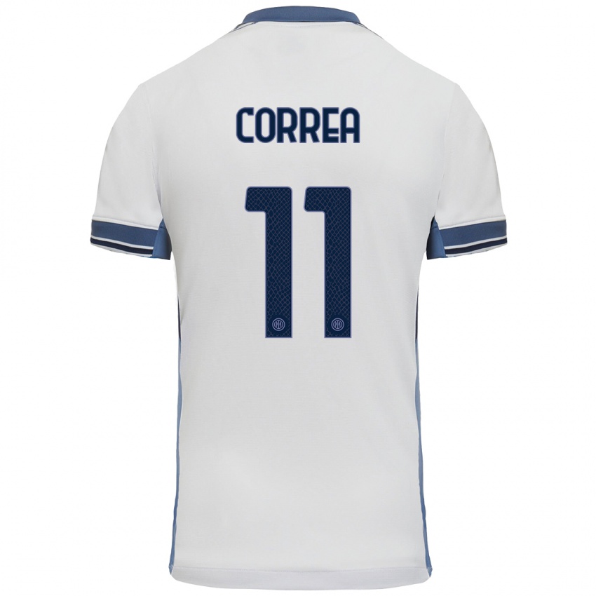 Bambino Maglia Joaquin Correa #11 Bianco Grigio Kit Gara Away 2024/25 Maglietta