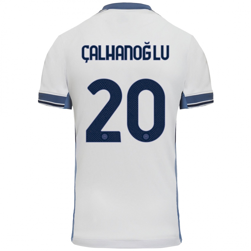 Bambino Maglia Hakan Calhanoglu #20 Bianco Grigio Kit Gara Away 2024/25 Maglietta