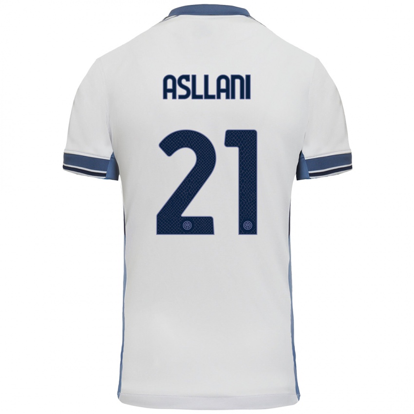 Bambino Maglia Kristjan Asllani #21 Bianco Grigio Kit Gara Away 2024/25 Maglietta