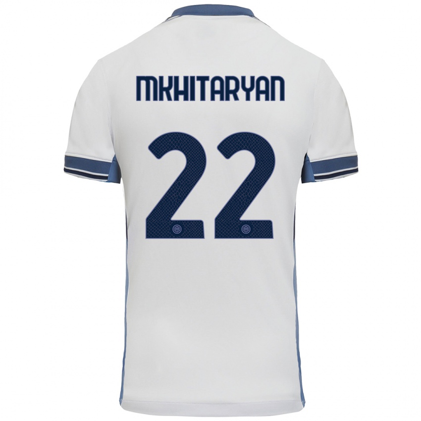 Bambino Maglia Henrikh Mkhitaryan #22 Bianco Grigio Kit Gara Away 2024/25 Maglietta