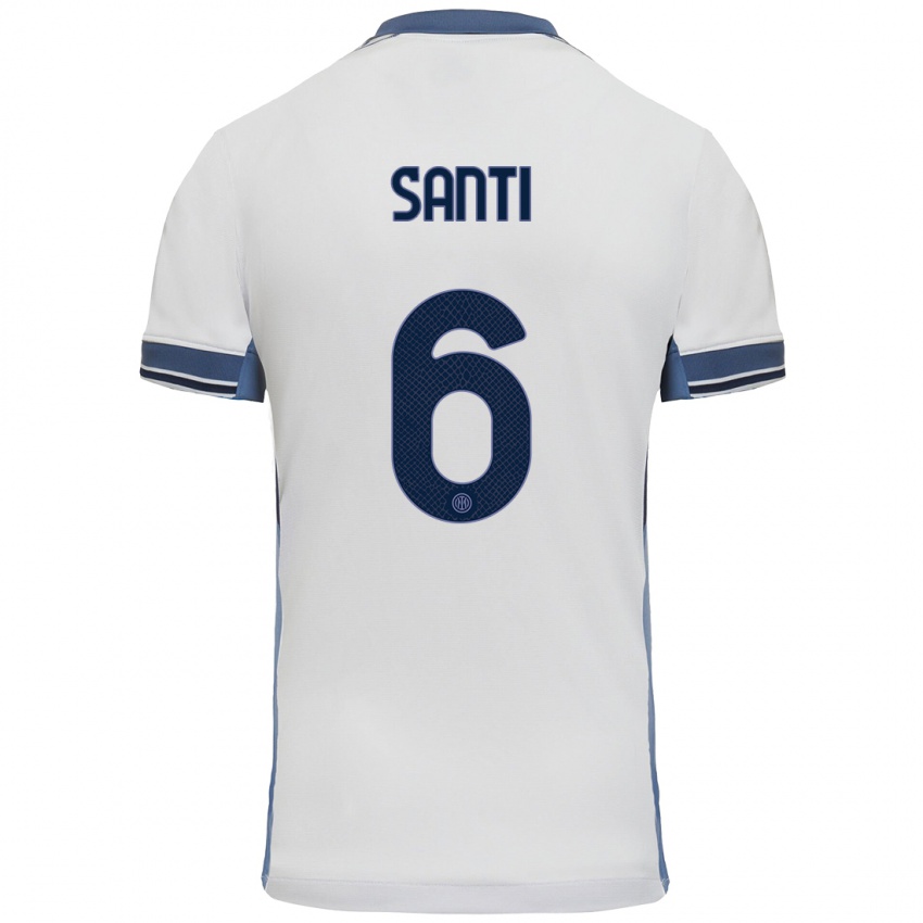 Bambino Maglia Irene Santi #6 Bianco Grigio Kit Gara Away 2024/25 Maglietta