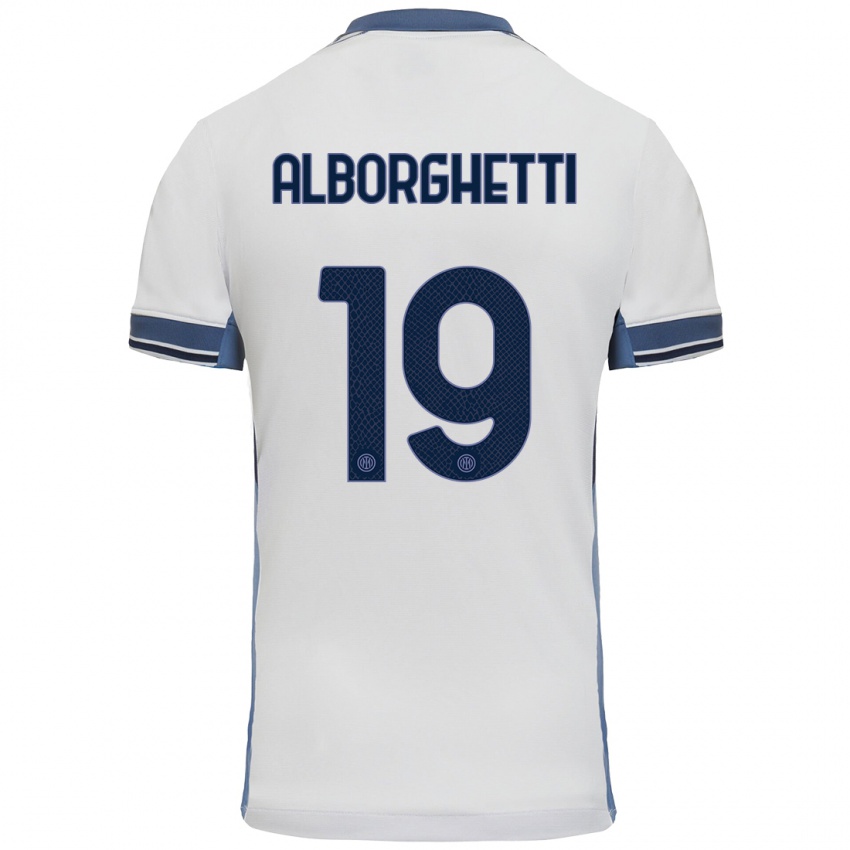 Bambino Maglia Lisa Alborghetti #19 Bianco Grigio Kit Gara Away 2024/25 Maglietta