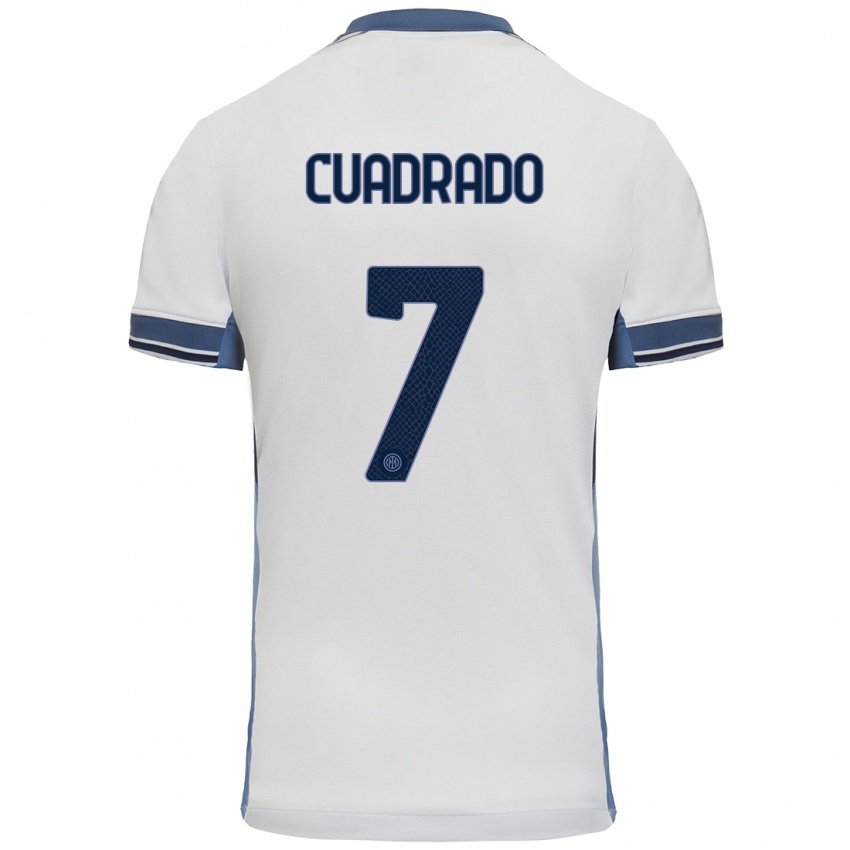 Bambino Maglia Juan Cuadrado #7 Bianco Grigio Kit Gara Away 2024/25 Maglietta