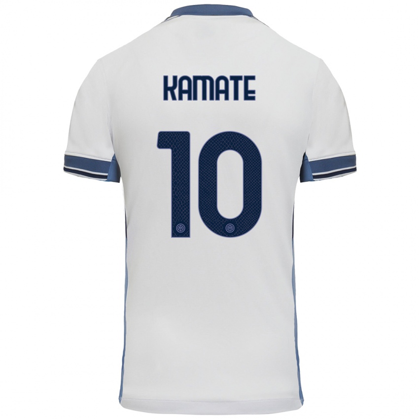 Bambino Maglia Issiaka Kamate #10 Bianco Grigio Kit Gara Away 2024/25 Maglietta