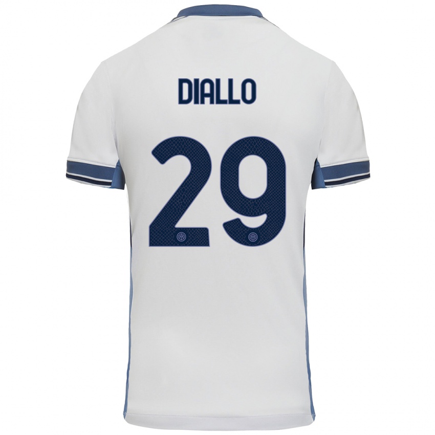 Bambino Maglia Oumar Diallo #29 Bianco Grigio Kit Gara Away 2024/25 Maglietta