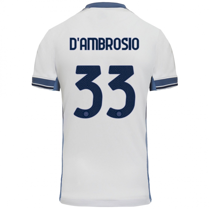 Bambino Maglia Danilo D'ambrosio #33 Bianco Grigio Kit Gara Away 2024/25 Maglietta