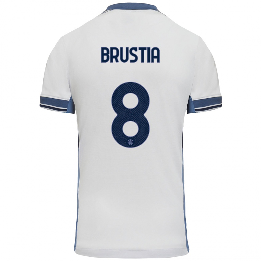 Bambino Maglia Martina Brustia #8 Bianco Grigio Kit Gara Away 2024/25 Maglietta