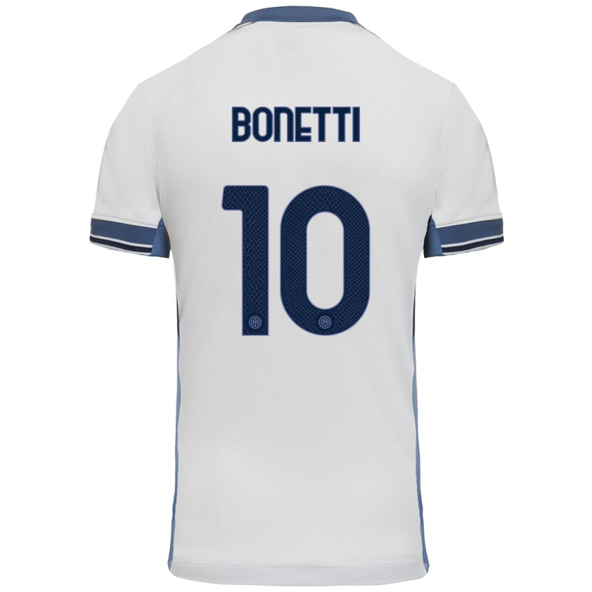 Bambino Maglia Tatiana Bonetti #10 Bianco Grigio Kit Gara Away 2024/25 Maglietta