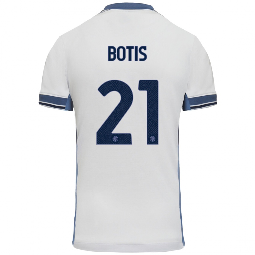 Bambino Maglia Nikolaos Botis #21 Bianco Grigio Kit Gara Away 2024/25 Maglietta