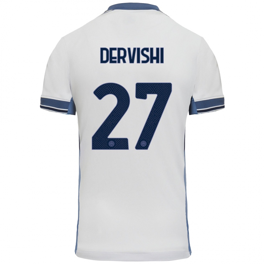 Bambino Maglia Kristian Dervishi #27 Bianco Grigio Kit Gara Away 2024/25 Maglietta