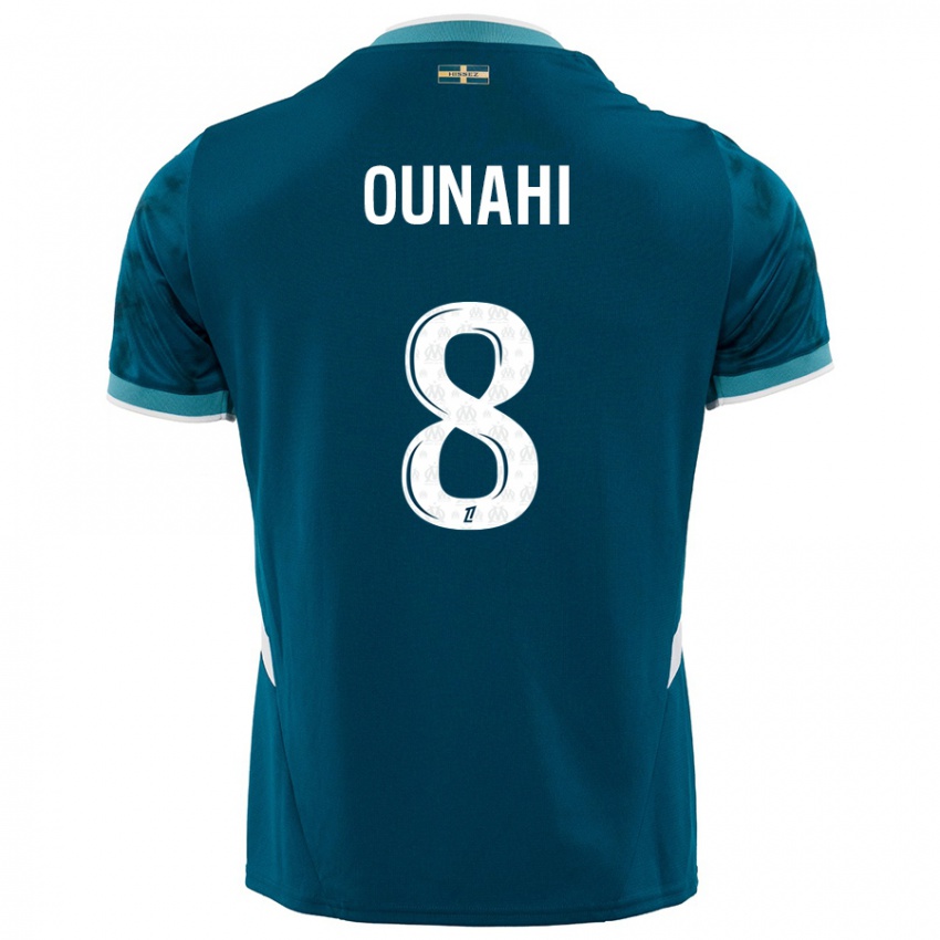 Bambino Maglia Azzedine Ounahi #8 Turchese Blu Kit Gara Away 2024/25 Maglietta