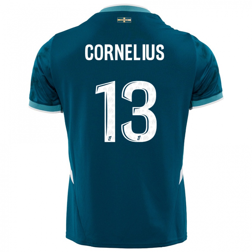 Bambino Maglia Derek Cornelius #13 Turchese Blu Kit Gara Away 2024/25 Maglietta