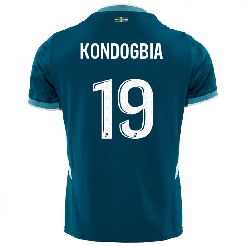 Bambino Maglia Geoffrey Kondogbia #19 Turchese Blu Kit Gara Away 2024/25 Maglietta