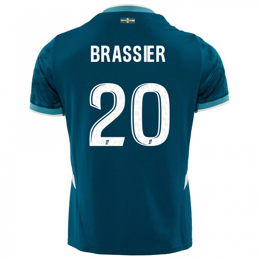 Bambino Maglia Lilian Brassier #20 Turchese Blu Kit Gara Away 2024/25 Maglietta