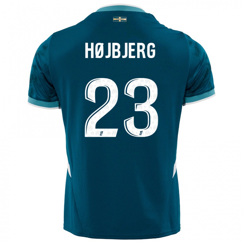 Bambino Maglia Pierre Emile Hojbjerg #23 Turchese Blu Kit Gara Away 2024/25 Maglietta