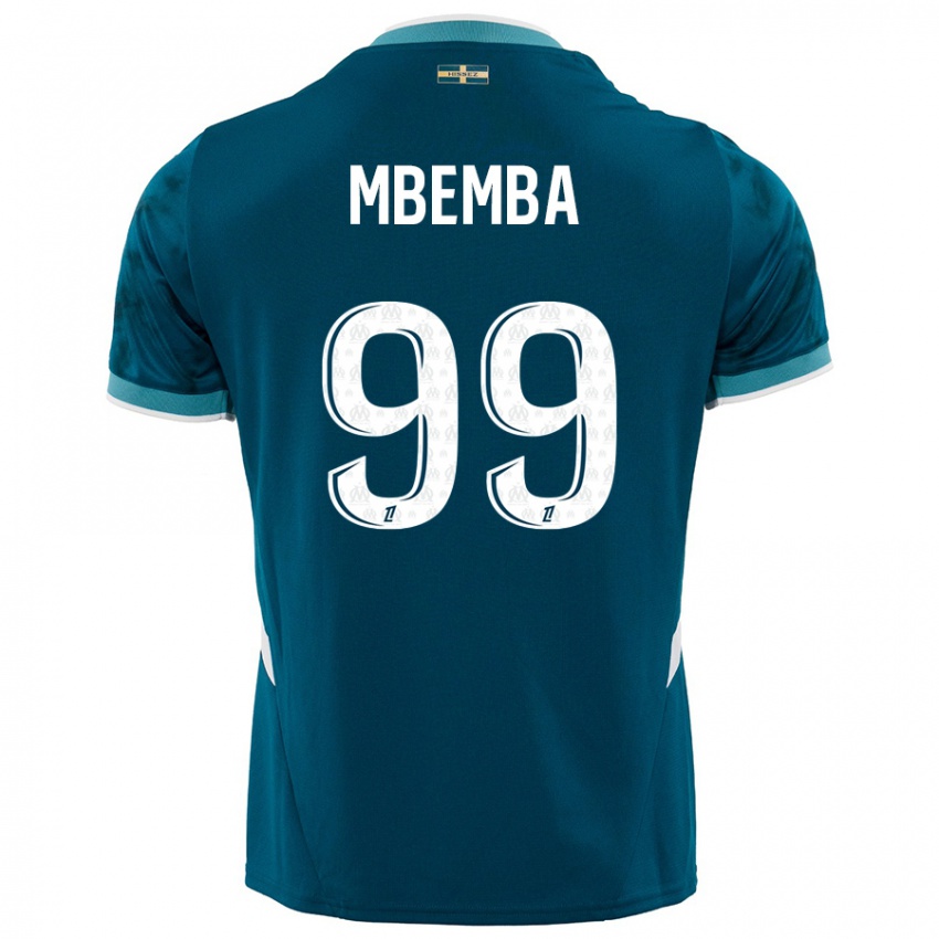 Bambino Maglia Chancel Mbemba #99 Turchese Blu Kit Gara Away 2024/25 Maglietta