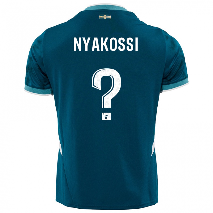 Bambino Maglia Roggerio Nyakossi #0 Turchese Blu Kit Gara Away 2024/25 Maglietta