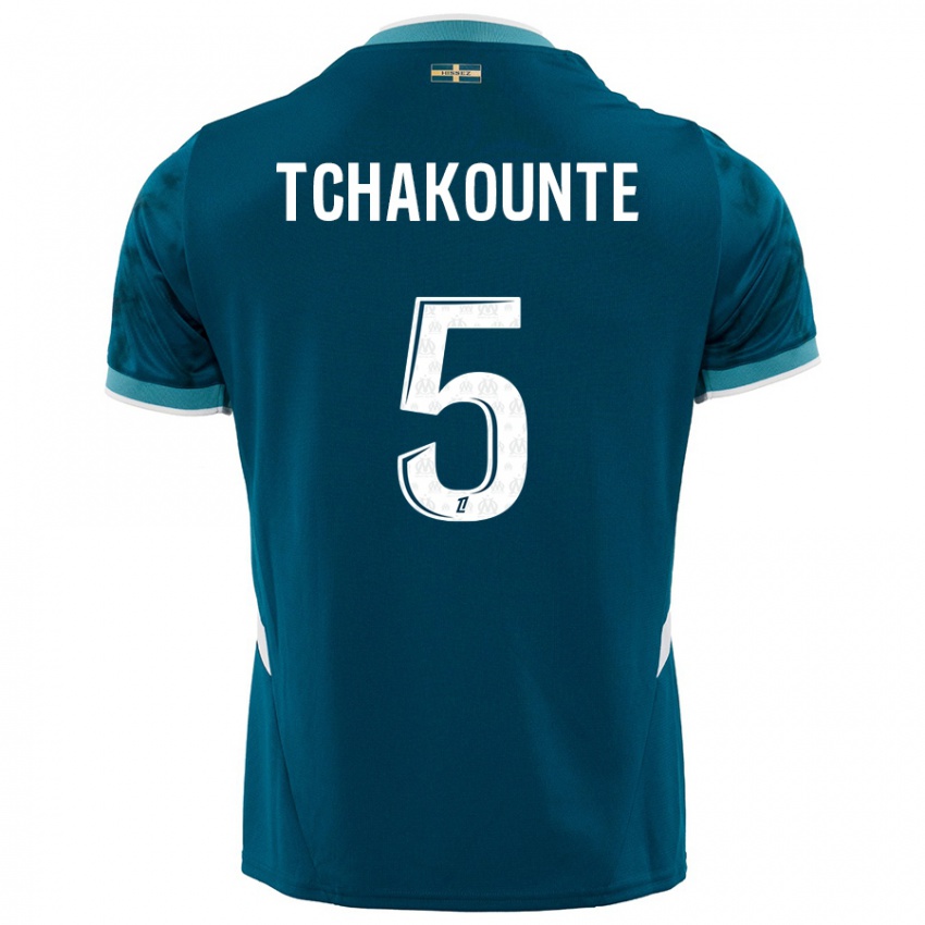 Bambino Maglia Annaëlle Tchakounté #5 Turchese Blu Kit Gara Away 2024/25 Maglietta