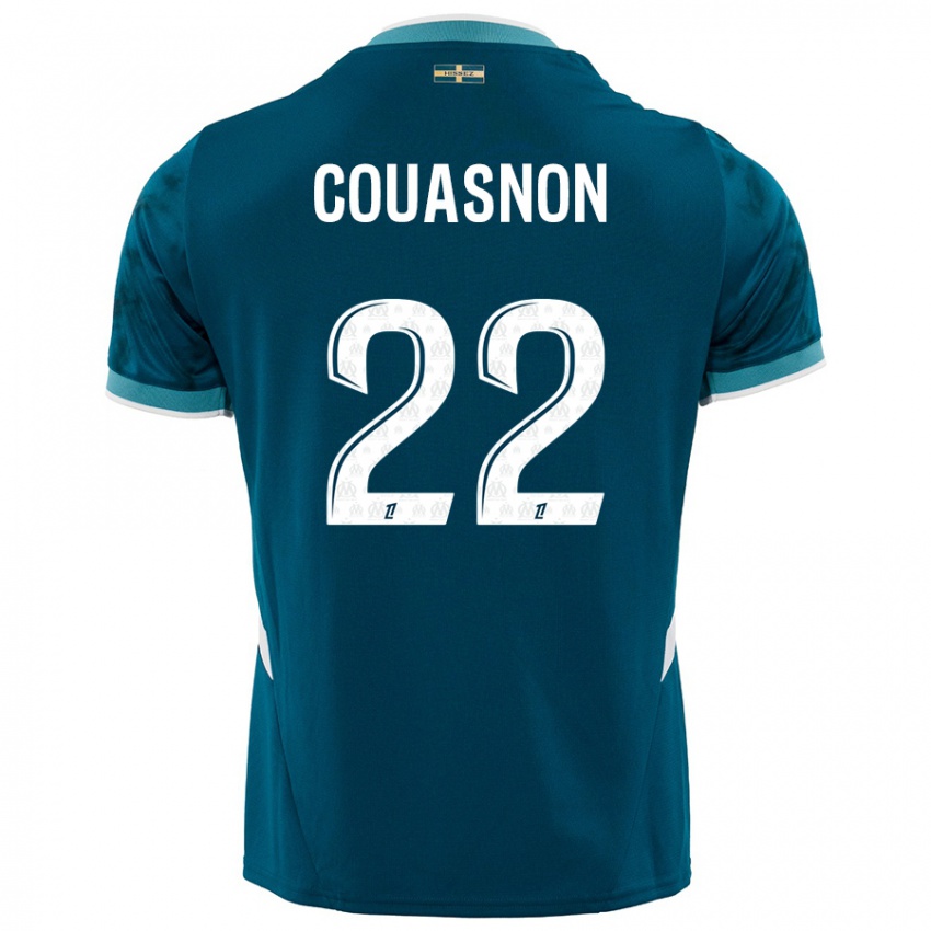 Bambino Maglia Roxane Couasnon #22 Turchese Blu Kit Gara Away 2024/25 Maglietta