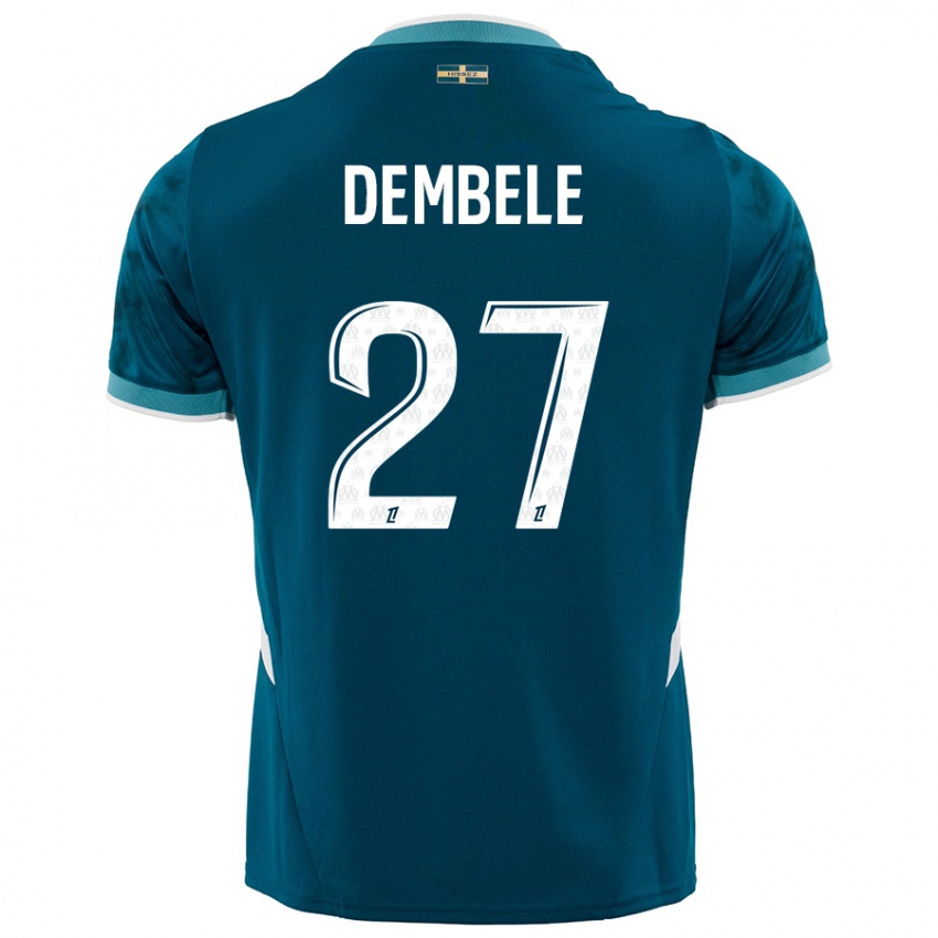 Bambino Maglia Coumba Dembélé #27 Turchese Blu Kit Gara Away 2024/25 Maglietta