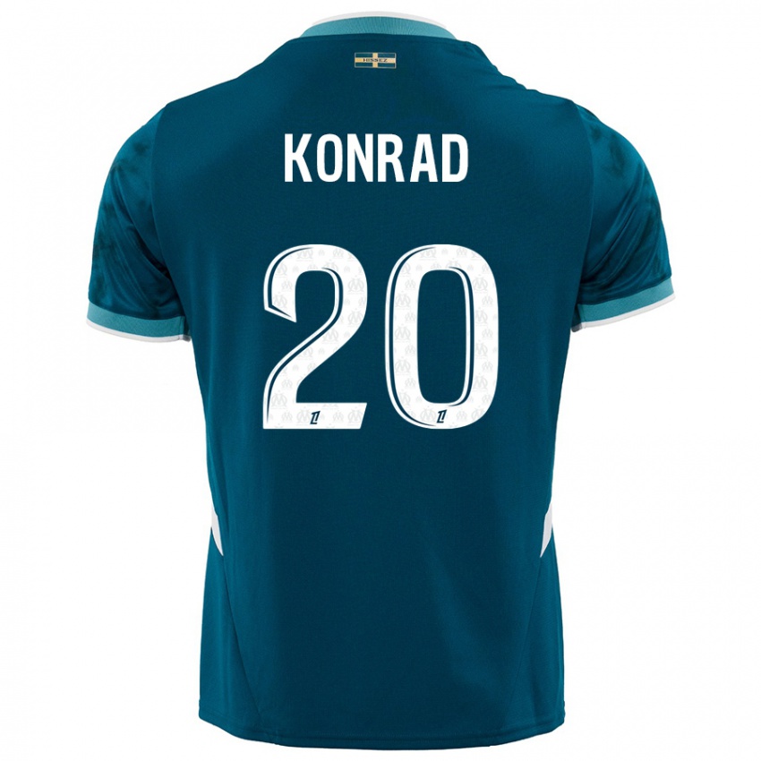 Bambino Maglia Konrad De La Fuente #20 Turchese Blu Kit Gara Away 2024/25 Maglietta