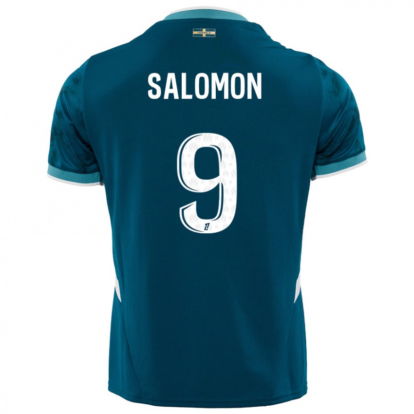 Bambino Maglia Maeva Salomon #9 Turchese Blu Kit Gara Away 2024/25 Maglietta