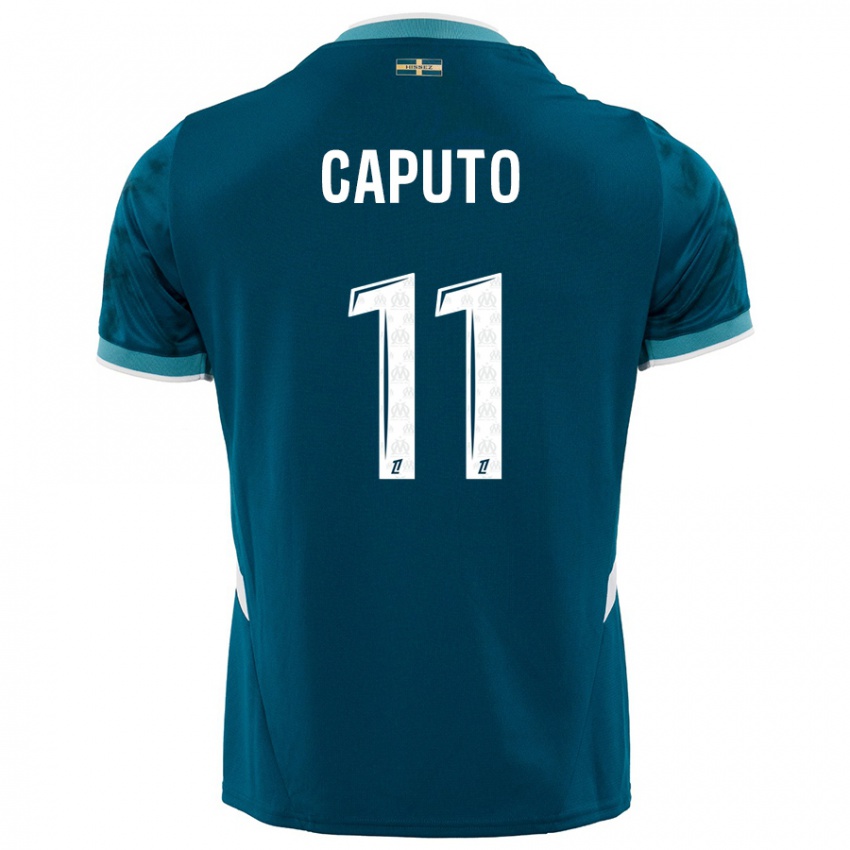 Bambino Maglia Cindy Caputo #11 Turchese Blu Kit Gara Away 2024/25 Maglietta