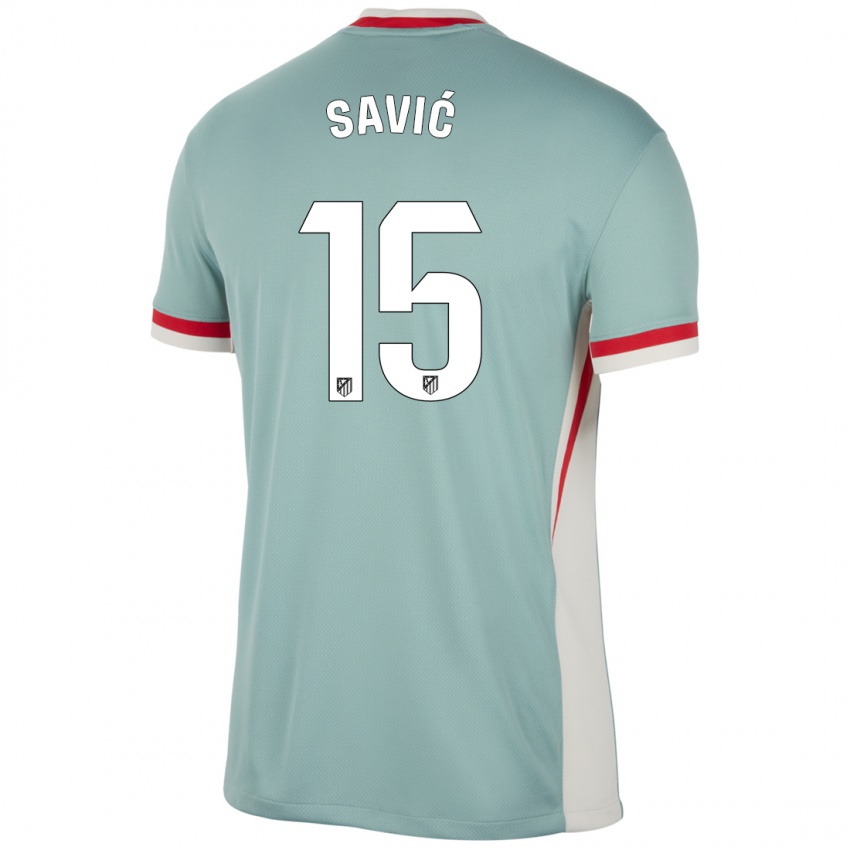 Bambino Maglia Stefan Savic #15 Beige Chiaro Blu Kit Gara Away 2024/25 Maglietta