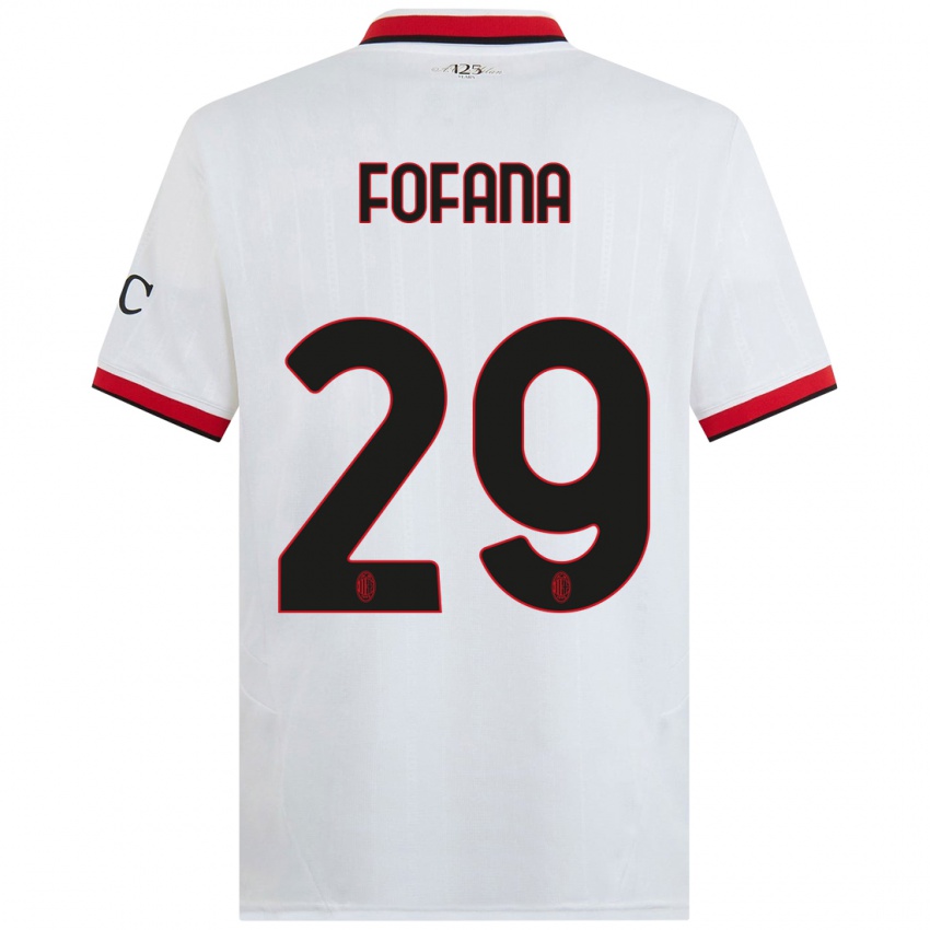 Bambino Maglia Youssouf Fofana #29 Bianco Nero Rosso Kit Gara Away 2024/25 Maglietta