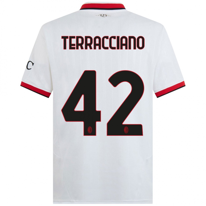 Bambino Maglia Filippo Terracciano #42 Bianco Nero Rosso Kit Gara Away 2024/25 Maglietta