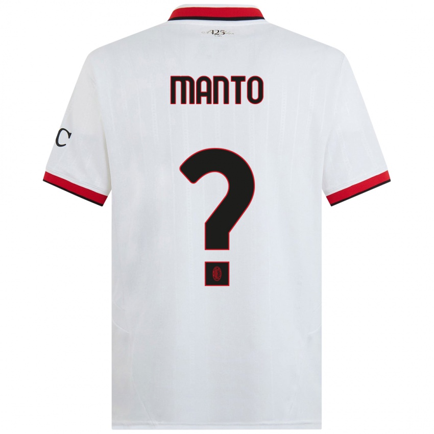 Bambino Maglia Gaetano Manto #0 Bianco Nero Rosso Kit Gara Away 2024/25 Maglietta