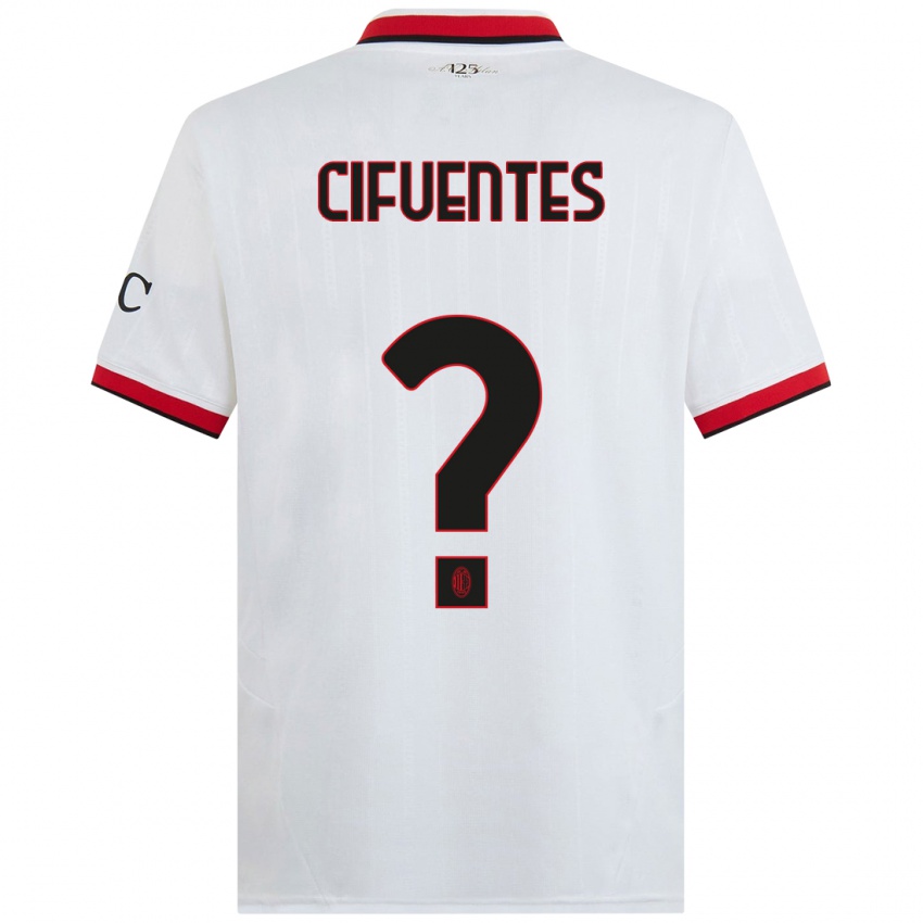 Bambino Maglia Maikol Cifuentes #0 Bianco Nero Rosso Kit Gara Away 2024/25 Maglietta