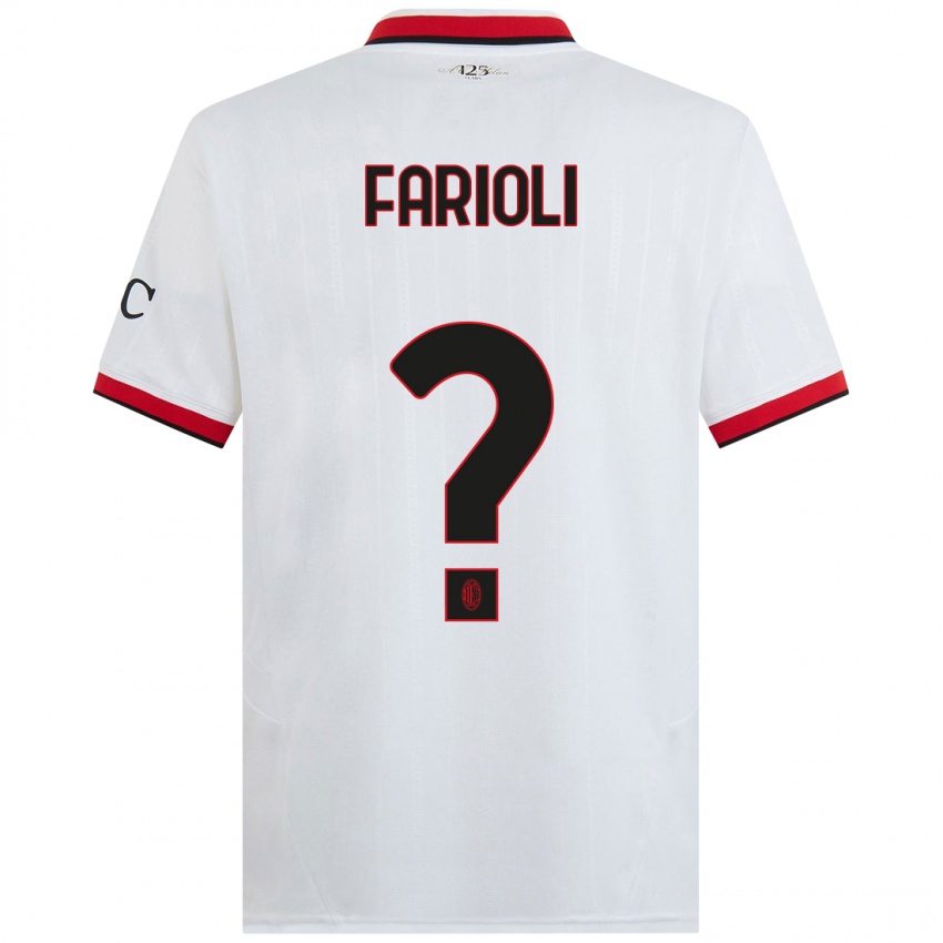 Bambino Maglia Simone Farioli #0 Bianco Nero Rosso Kit Gara Away 2024/25 Maglietta